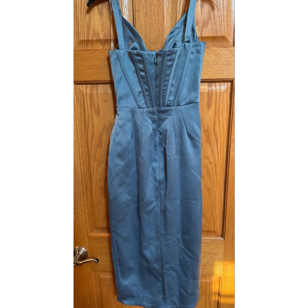 Stunning House of CB Faye Blue Satin Corset Midi Dress - XS (New) - Picture 8 of 8